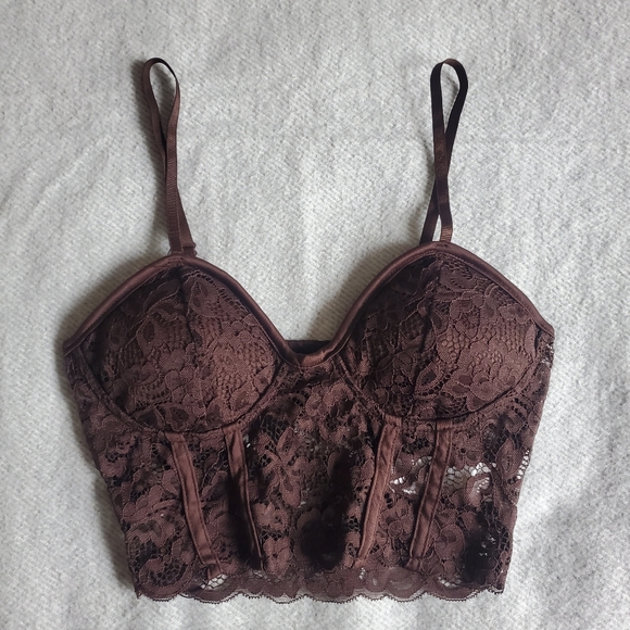 NWT Lace Floral Padded Bralette Bustier Style Crop Top - Picture 11 of 13
